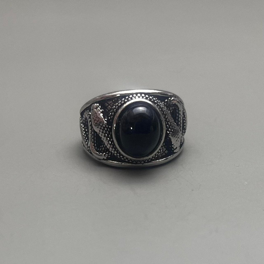 Silver Black Stone Ring