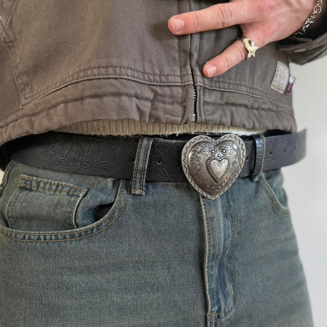 Heart Buckle Black Belt - Rynor