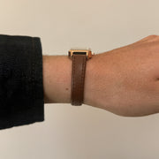 Gold Square Leather Quartz Watch