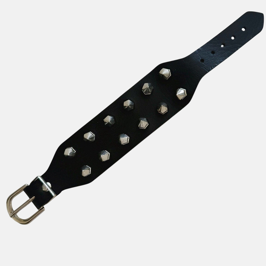 Black Spiked Leather Bracelet - Rynor