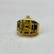 Gold Square Dial Watch Ring