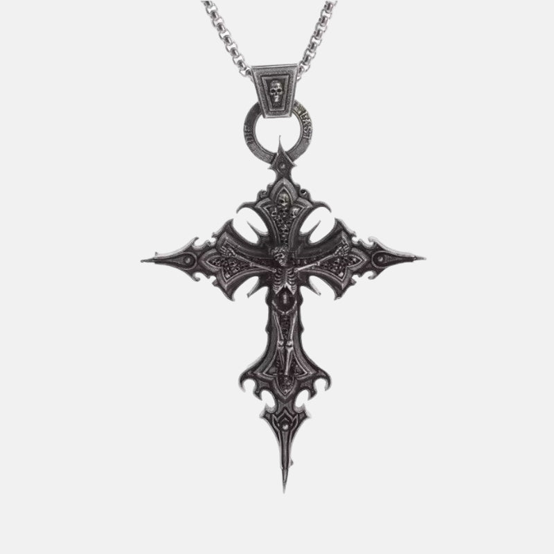 Gothic Silver Cross Necklace