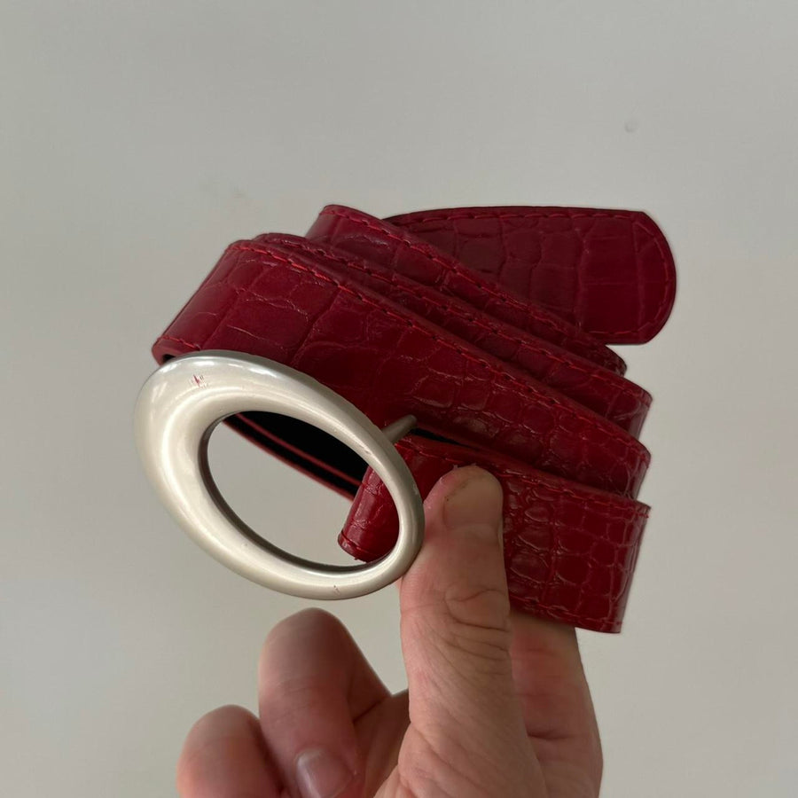 Red Oval Buckle Belt