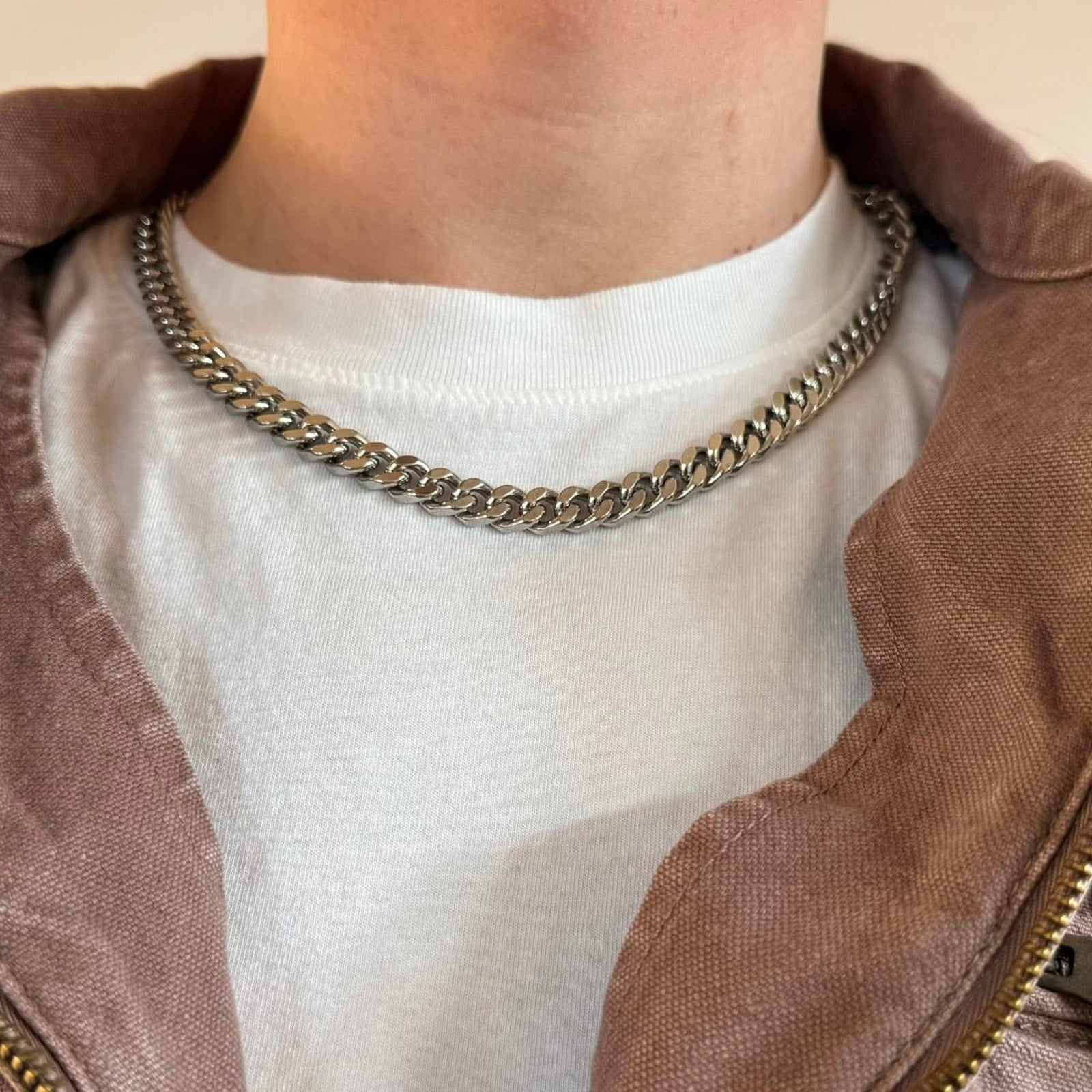 Silver Cuban Link Chain Necklace