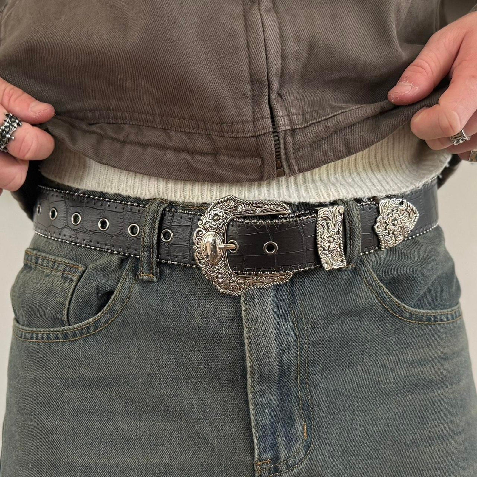 Black Western Buckle Belt