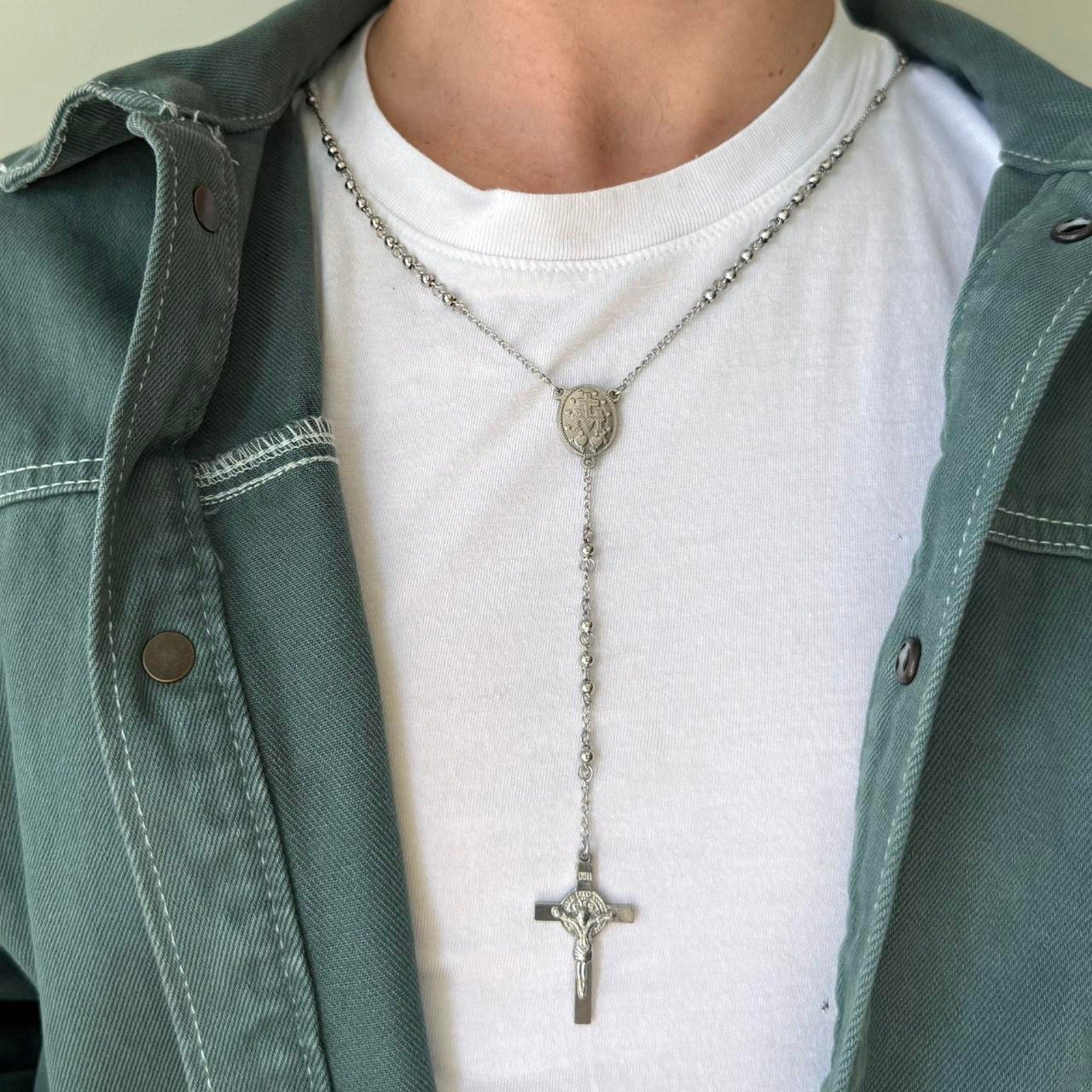Rosary Cross Pendant Necklace
