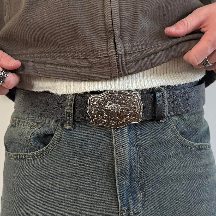 Black Western Buckle Belt