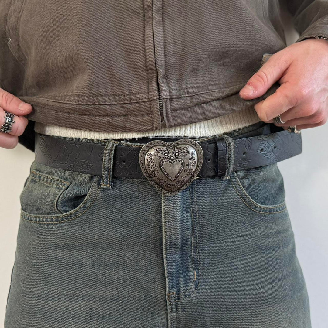 Heart Buckle Black Belt - Rynor