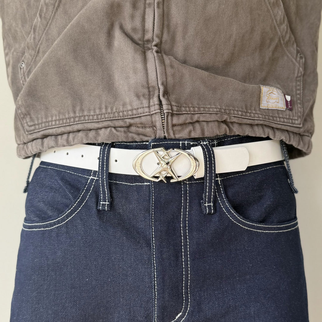 White Chrome Buckle Belt - Rynor