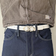 White Chrome Buckle Belt