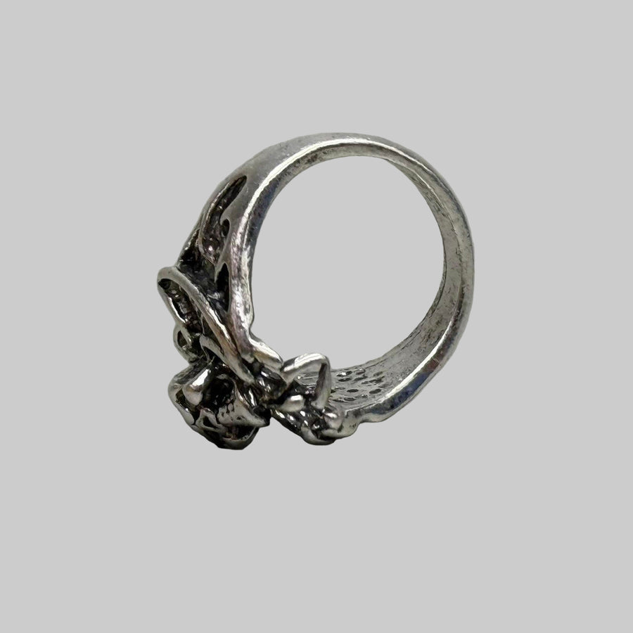 Silver Winged Skull Ring