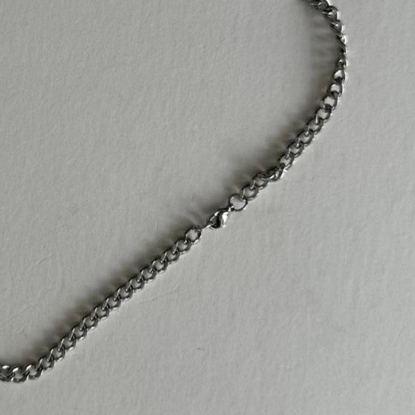 Y2K Silver Cuban Chain Necklace Stainless Steel 20 Inch Unisex Jewelry