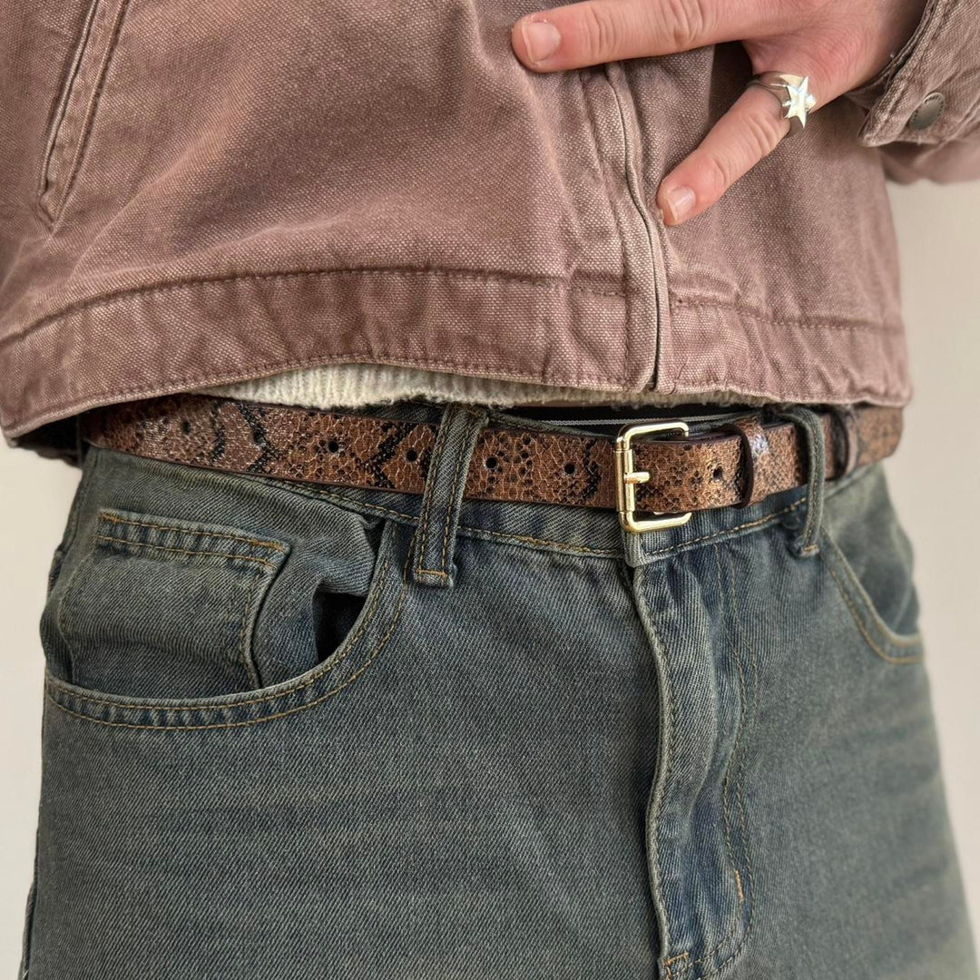 Brown Snakeskin Print Belt - Rynor