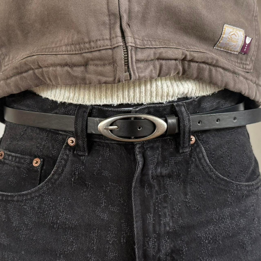 Black Oval Buckle Belt