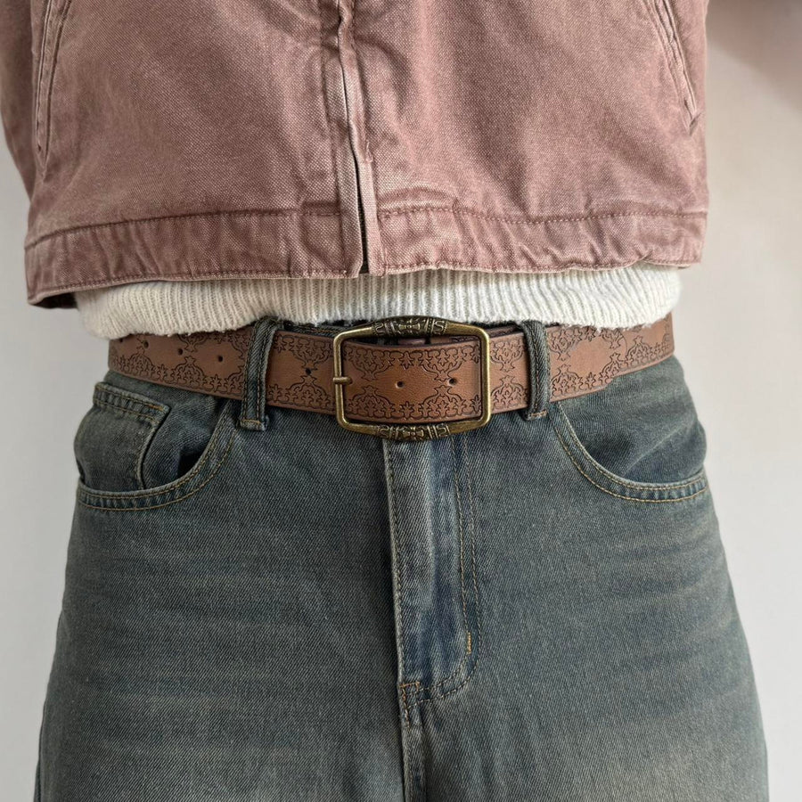 Brass Buckle Brown Belt
