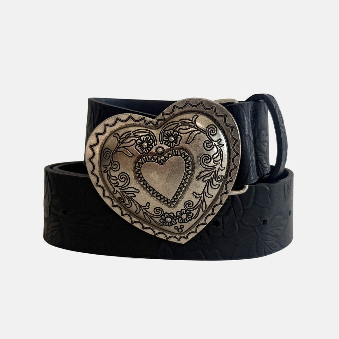 Heart Buckle Black Belt - Rynor