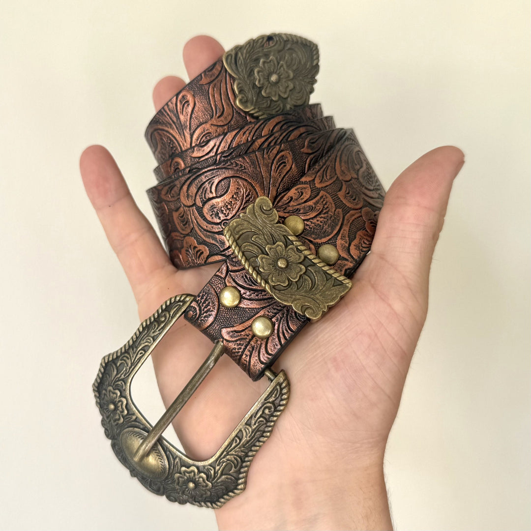 Brown Tooled Western Belt - Rynor