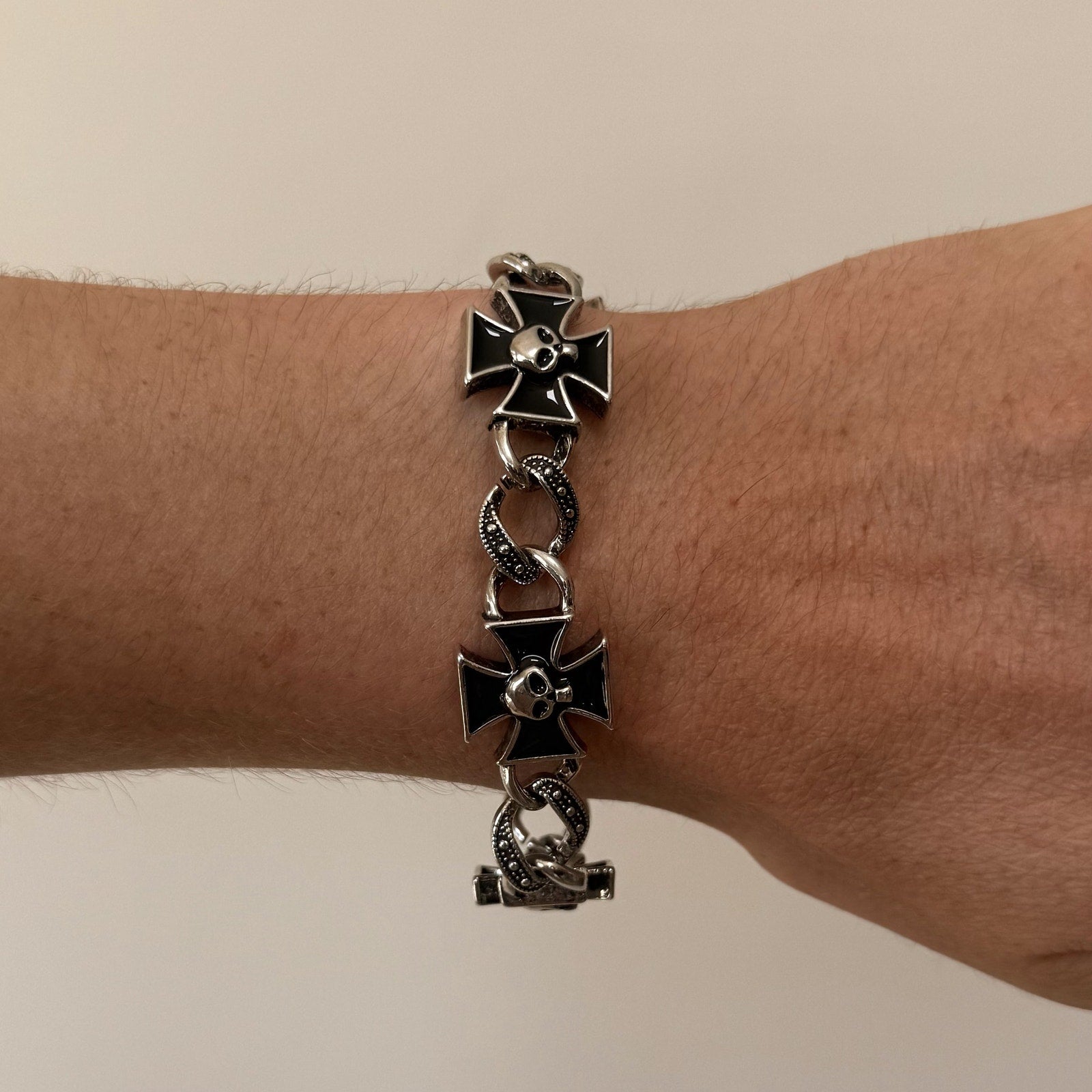 Silver Cross Chain Bracelet