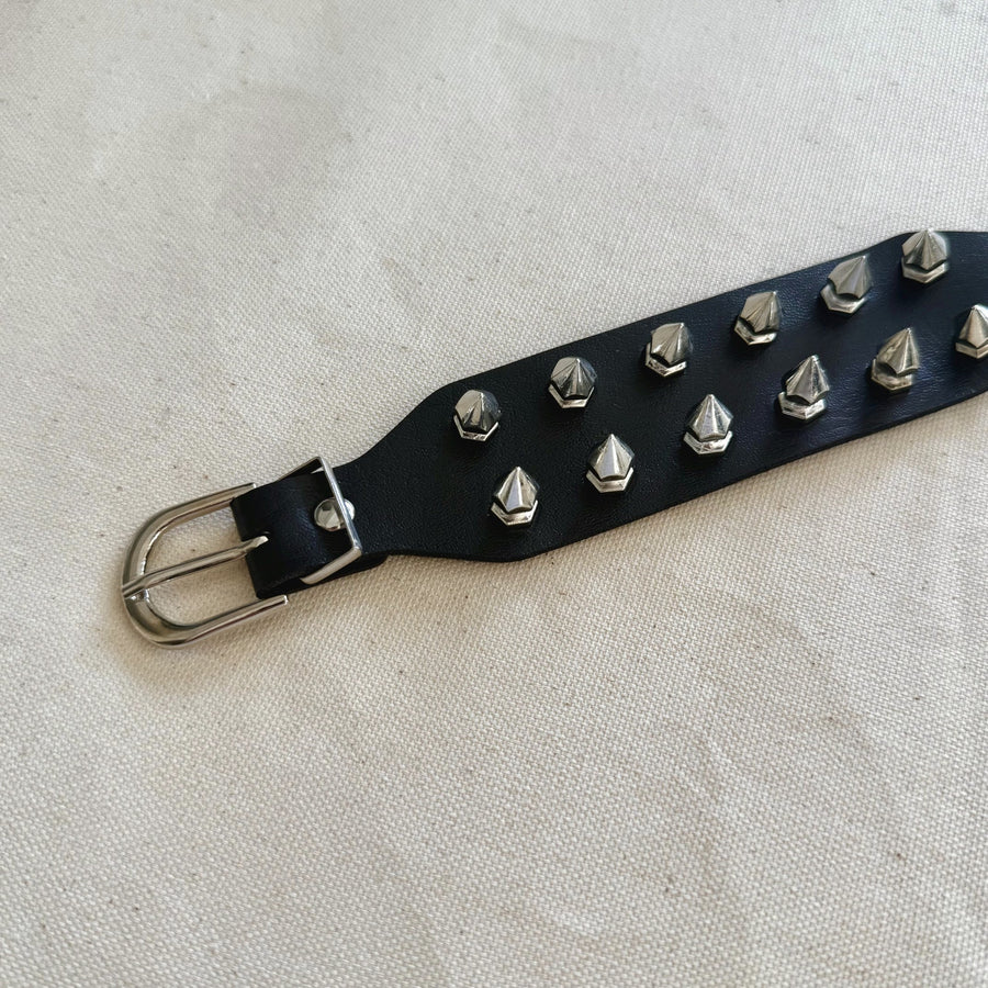 Black Spiked Leather Bracelet