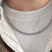 Y2K Silver Cuban Chain Necklace Stainless Steel 20 Inch Unisex Jewelry