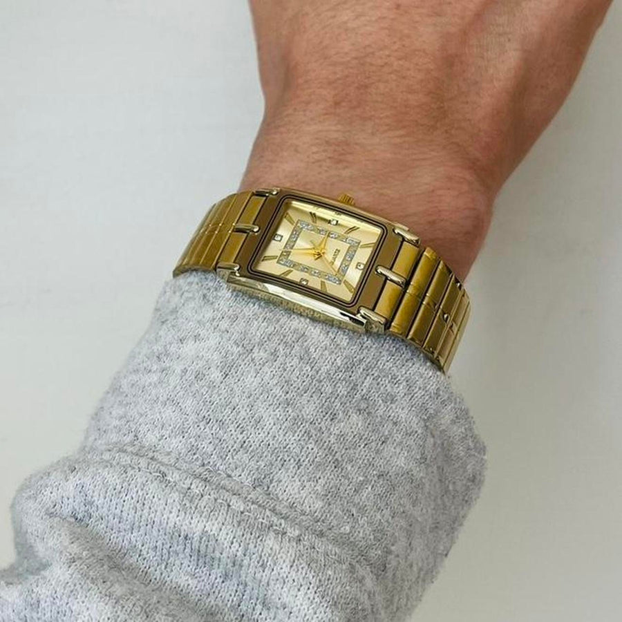 Copied - Y2K 2000s Gold Rectangle Quartz Watch Unisex Luxury Style 8.5” New