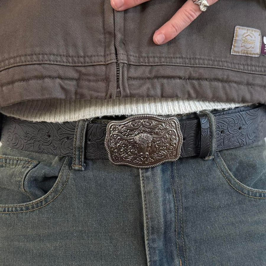 Black Western Buckle Belt