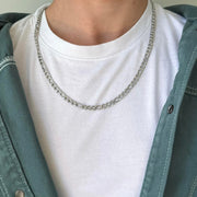 Y2K Silver 925 Stainless Steel Cuban Link Chain Necklace 20 Inch Vintage Unisex New