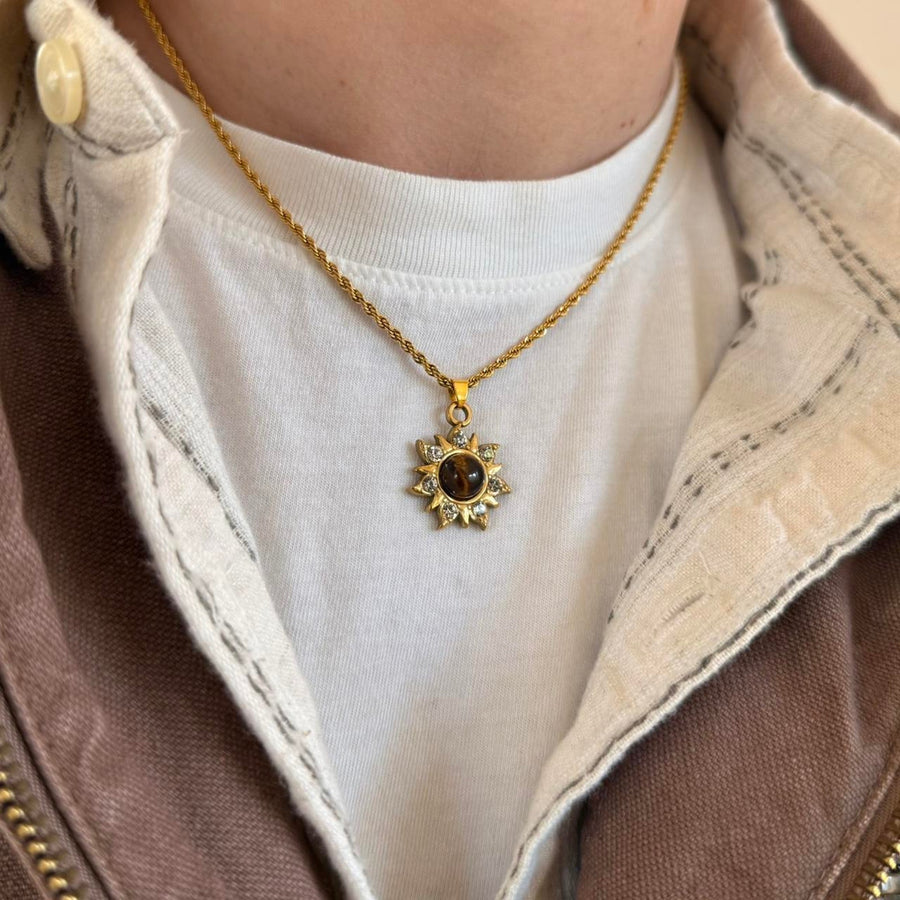 Gold Sunflower Pendant Necklace