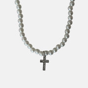 Pearl Bead Cross Necklace