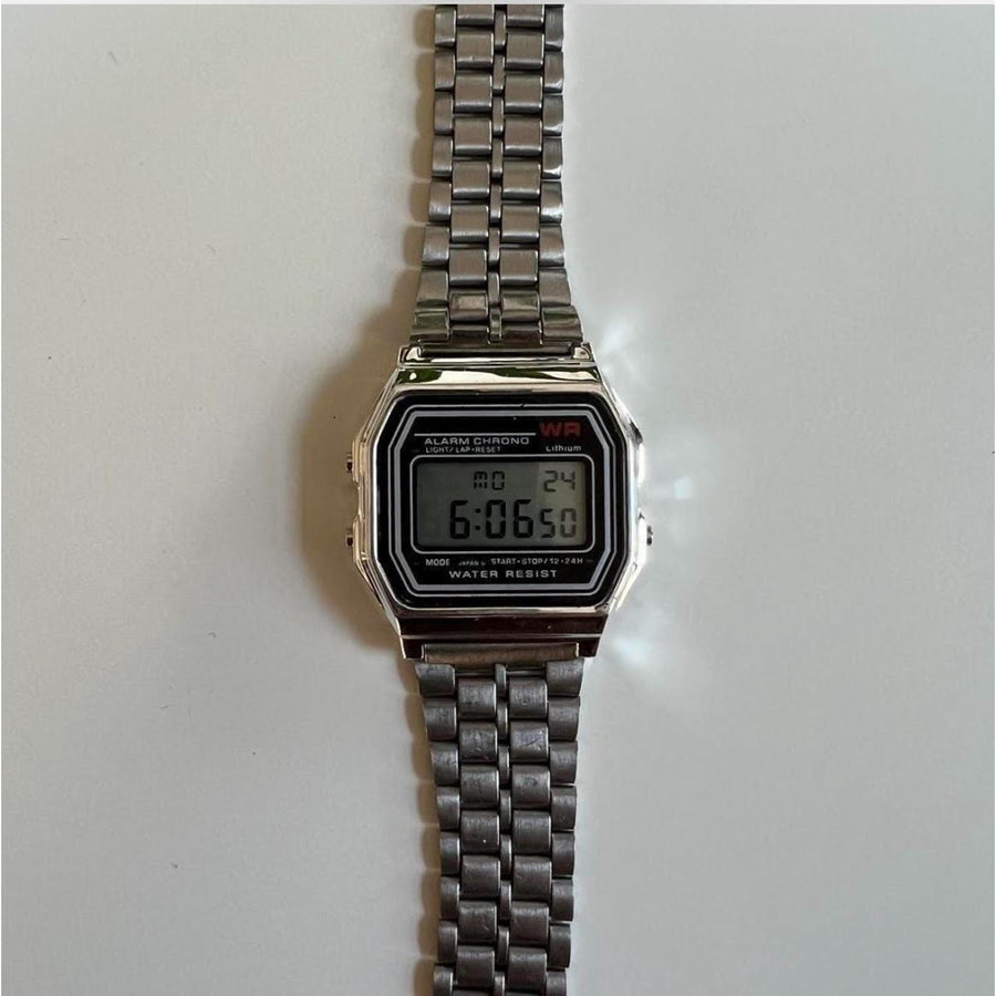Retro Silver Digital Watch