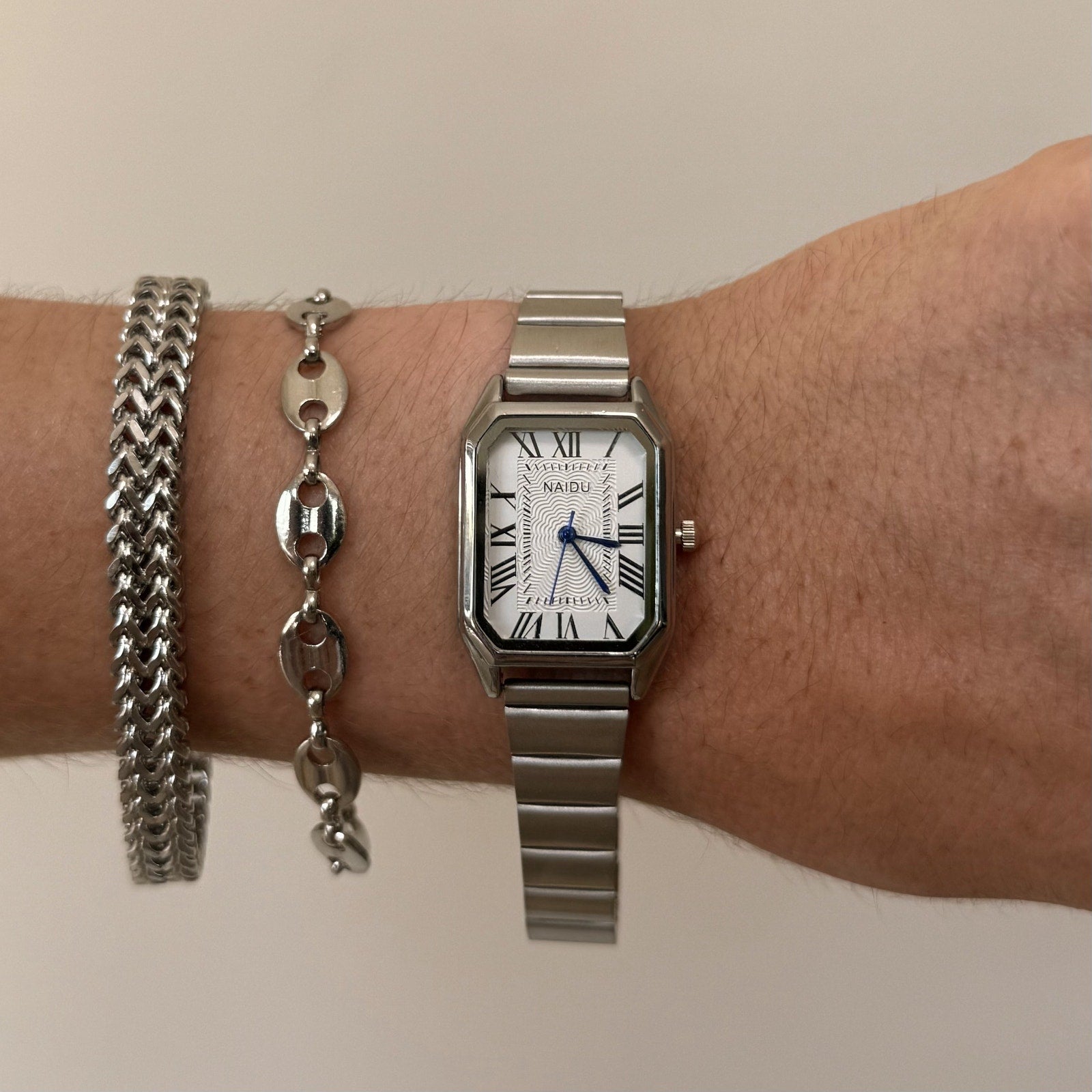 Square White Dial Stretch Watch
