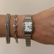 Square White Dial Stretch Watch