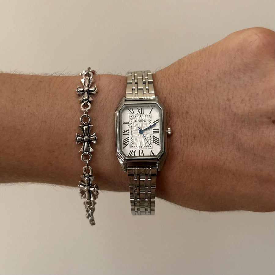 Silver Square Quartz Watch