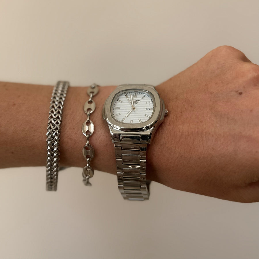 Silver White Dial Bracelet Watch