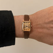 Gold Square Leather Quartz Watch