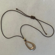 2000s Gold Pendant Leather Necklace – Unisex, Brand New