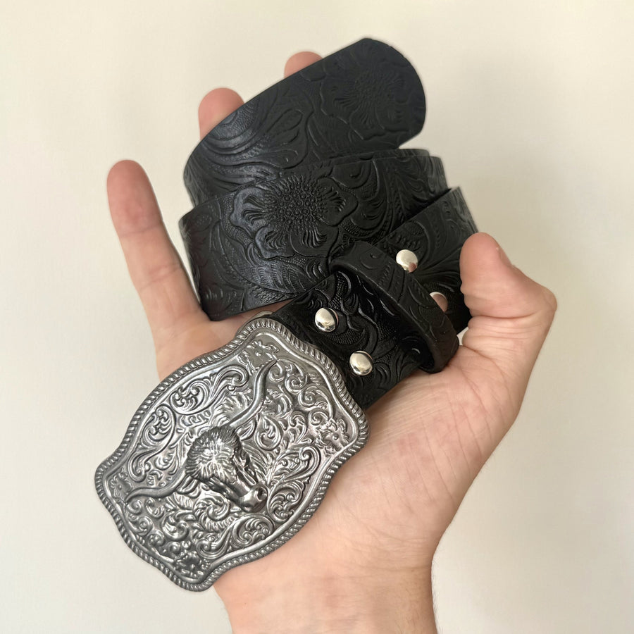 Black Western Buckle Belt