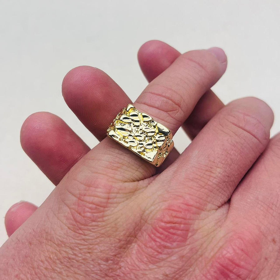 Gold Textured Block Ring