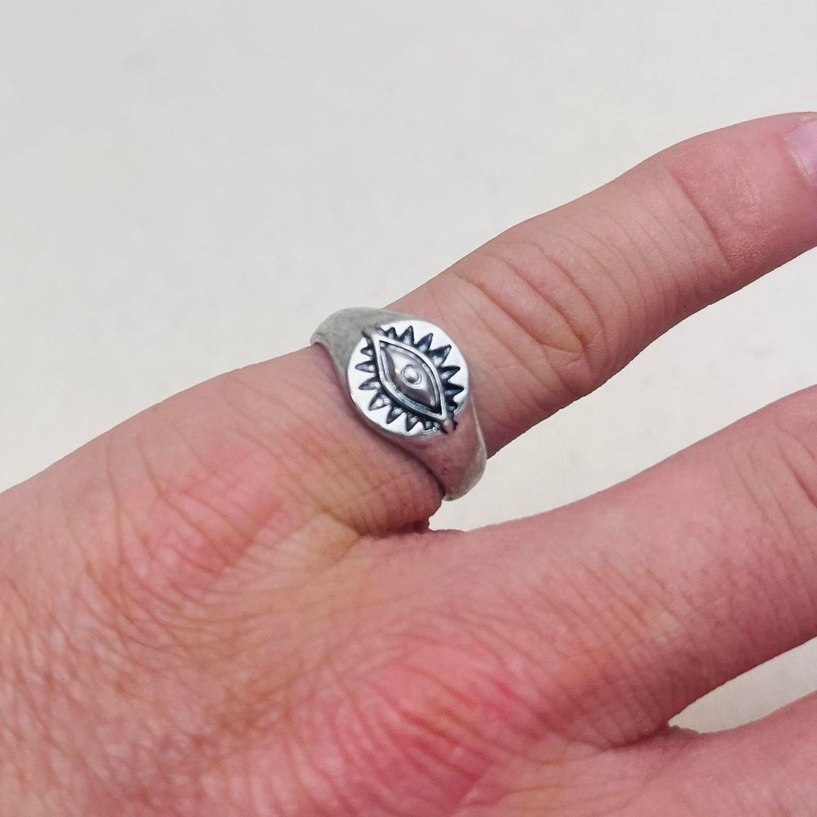 Silver Eye Signet Ring
