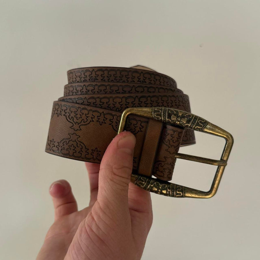 Brass Buckle Brown Belt