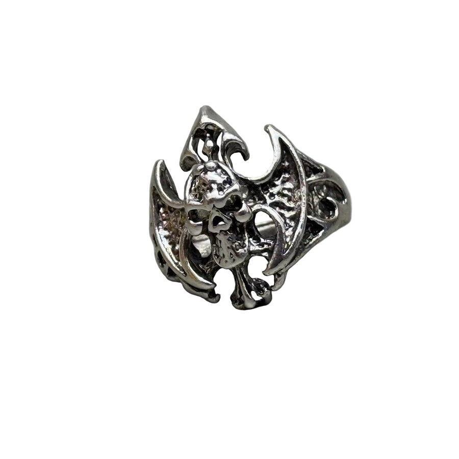 Silver Winged Skull Ring