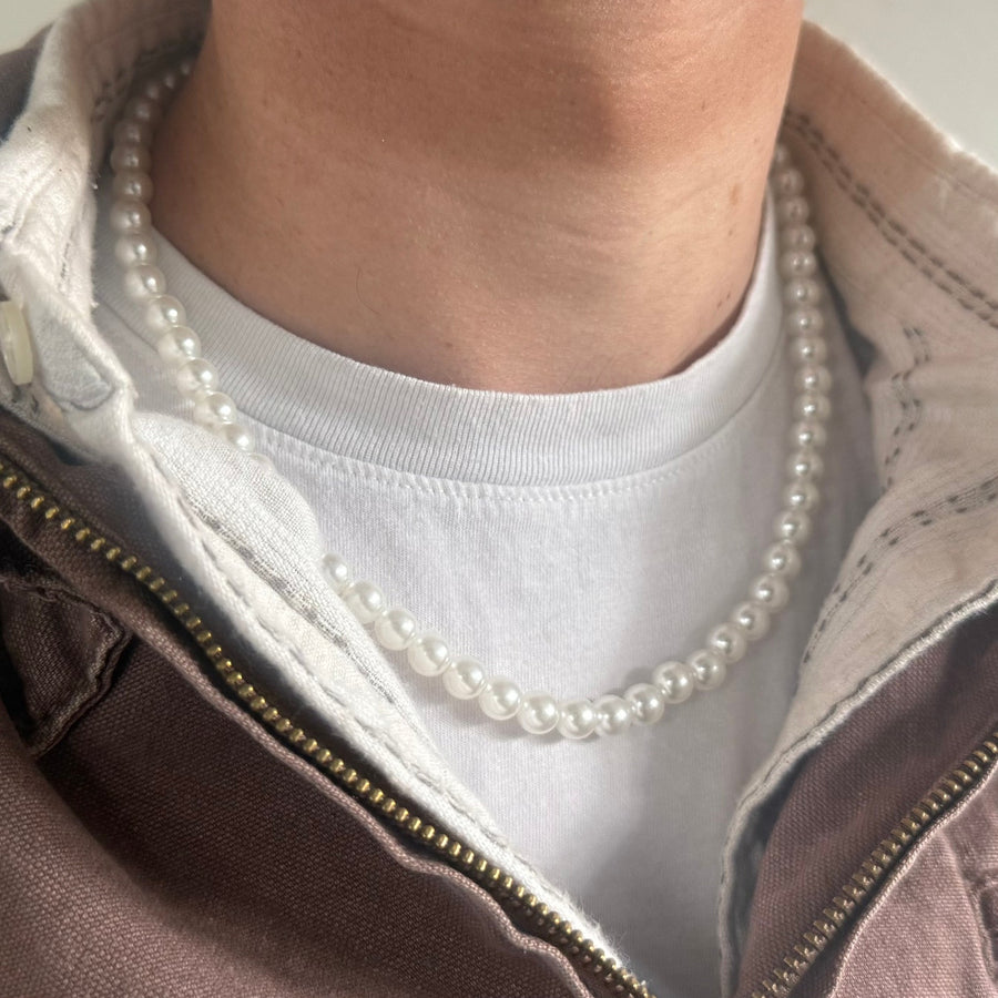 White Pearl Bead Necklace