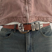 Triple Buckle Western Belt