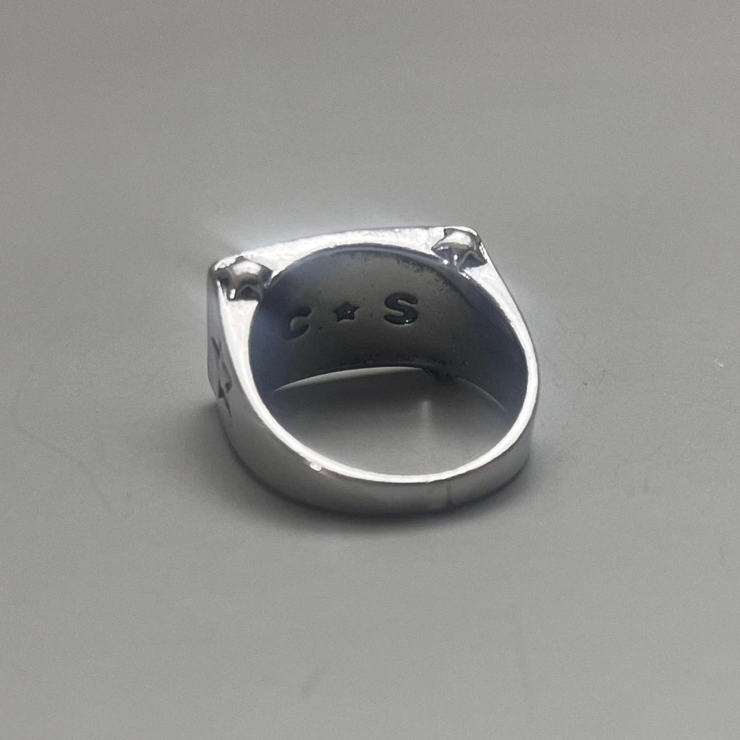 Silver Block Text Ring - Rynor