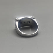 Silver Block Text Ring