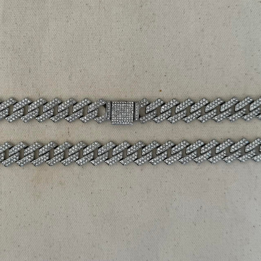 Y2K Iced Out Cuban Link Chain – Vintage 2000s Emo Style, Unisex, Brand New