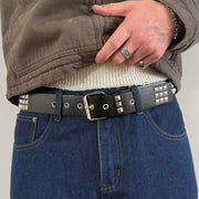 Triple Row Pyramid Studded Belt