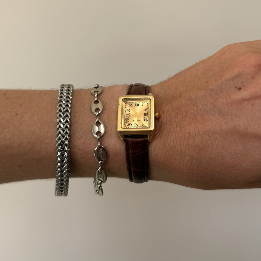Gold Dial Leather Watch