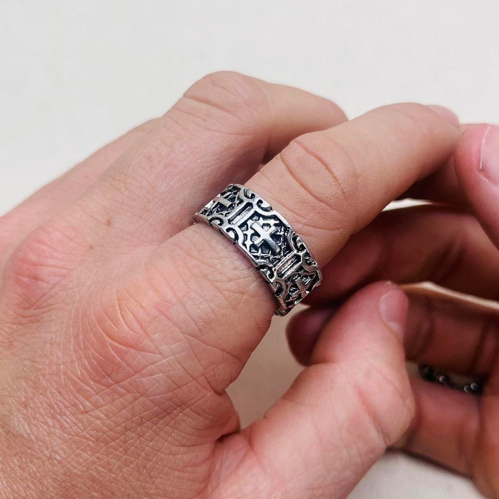 Silver Engraved Band Ring
