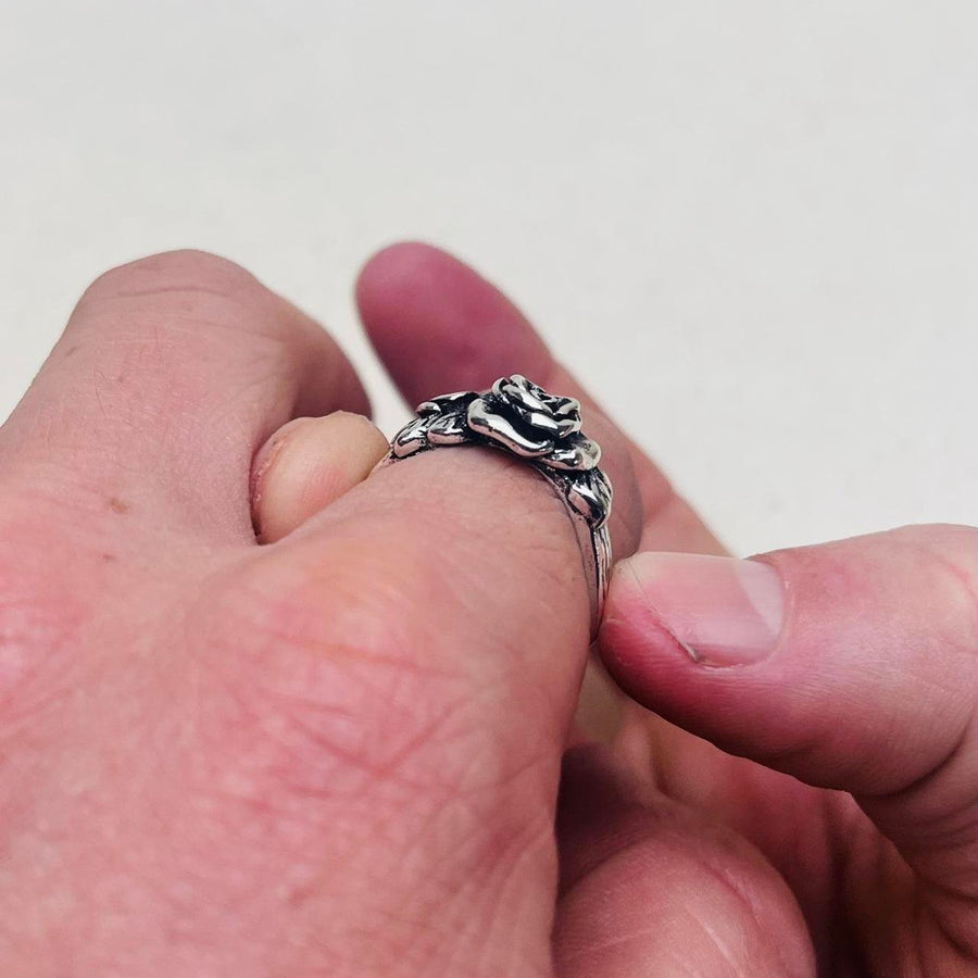 Silver Rose Band Ring